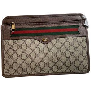 Gucci Ophidia Red Zip Large Clutch Handbag Italy Leather Men Pouch Bag New